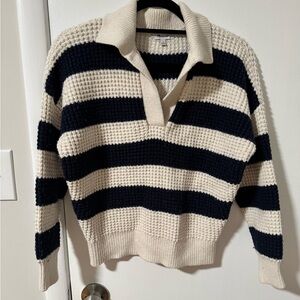 Madewell Cream and Navy Knit Sweater